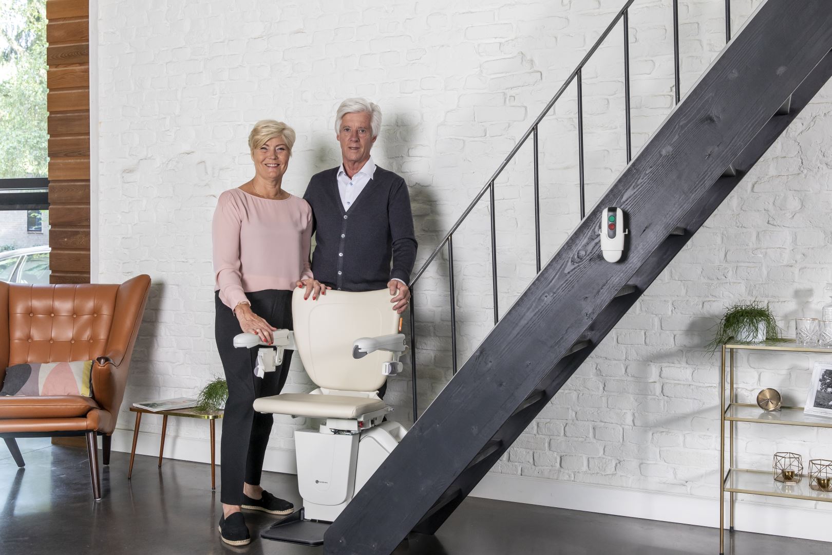 Lady and Gentleman on Stairlift